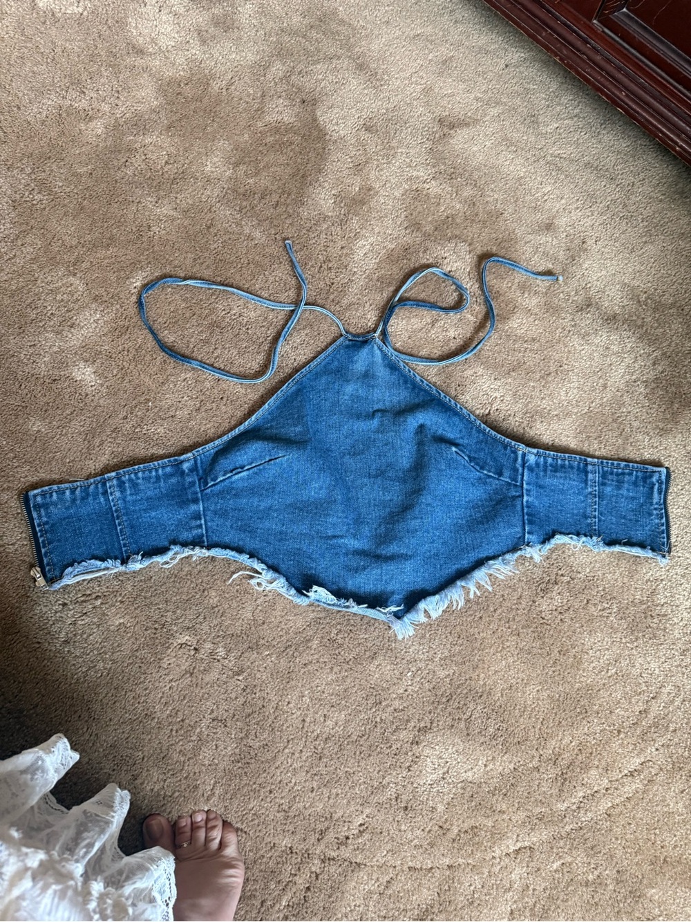 Blue Denim Halter Crop Top